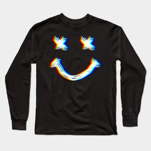 Smiley Face Glitch Long Sleeve T-Shirt